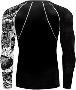 เสื้อรัดกล้ามเนื้อแขนสั้นคุณภาพสูงสำหรับผู้ชาย เหมาะสำหรับ MMA BJJ ฝึกซ้อม แห้งเร็ว ระบายอากาศได้ดี ชุดกีฬา - Product Image 2