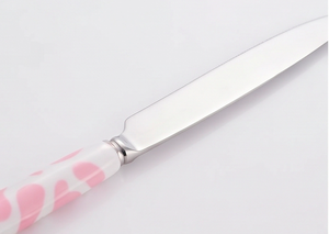 Juego de cuchara y tenedor de acero inoxidable con mango con estampado de pata rosa, apto para lavavajillas, diseño bonito para uso en campamentos y fiestas - Product Image 2
