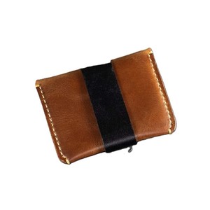 Two Tone Premium Genuine Leather <b>Card</b> <b>Holder</b> <b>Wallet</b> Contrast Strap Stud Closing Unisex Pocket Organizers Business Credit Case - Product Image 6