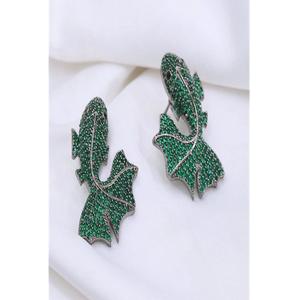 Elegantes Pendientes de Botón de Latón Plateado de Alta Calidad con Circonita, Diseño Moderno para Mujer, Estilo Nocturno, Colección de Moda para Fiestas - Product Image 1