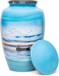 Urnes funéraires en métal avec motif de silhouette de couple et de lune, souvenir commémoratif romantique, urnes en métal pour la maison - Product Image 5