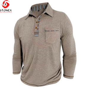 T-shirt formel à manches longues en tricot de qualité supérieure pour homme avec poche avant - Product Image 1