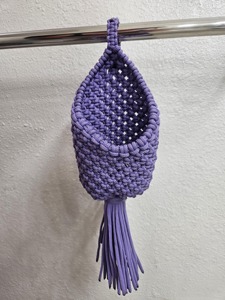 Handmade Purple Macrame Hanging Basket For Fruits <b>Vegetables</b> Kitchen Storage And Aesthetic Home Organization From India - Product Image 5