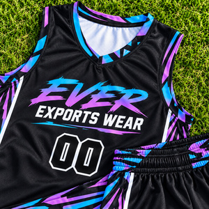Uniforme de Baloncesto Geométrico Negro Neón, Conjunto de Camiseta y Pantalones Cortos de Baloncesto, Impresión Personalizada, Logotipo Personalizado, Diseño Clásico, Nuevo Estilo - Product Image 3