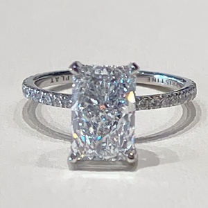 Custom Radiant Cut Diamond Luxury Moissanite <b>Ring</b> Eternity Baguette Cut <b>Iced</b> Out 2ct VVS Moissanite Diamond Engagement <b>Rings</b> - Product Image 1