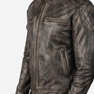 Chaqueta de Cuero de Cabra Premium para Hombre, Estilo Motero Vintage, Cuero Genuino, Abrigo Duradero y Elegante, Prenda Exterior Clásica - Product Image 3