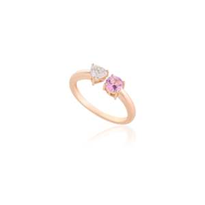 18K Rose Gold Pink Sapphire and Diamond Oval Cluster Statement Ring - Product Image 4