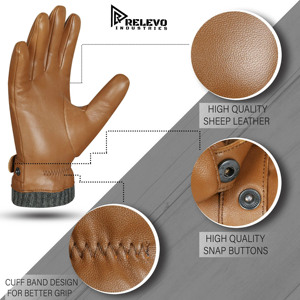 Gants en peau de mouton de haute qualité sur mesure, en cuir véritable, confortables, chauds, coupe-vent, pour un usage quotidien et festif, pour Relevo Industries - Product Image 6