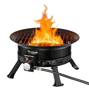 Brasero portable au propane de 24 pouces, 53 000 BTU, avec flamme réglable, grille de cuisson, pierres de lave et pieds pliables - Product Image 1