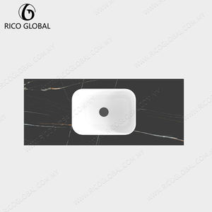 Lavabo de Pared de Mármol Negro, Rectangular, Pulido, Diseño Minimalista, Fácil de Limpiar - Product Image 4