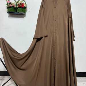 <b>Simple</b> Black Plain Muslim Modest Abaya Daily Wear Casual Loose Fit Polyester Floor Length <b>Long</b> <b>Sleeves</b> Lightweight Breathable - Product Image 2