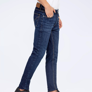 Jean décontracté pour homme en denim 100 % coton de haute qualité, coupe droite, taille mi-haute, délavage foncé, résistant à la décoloration, lavable, printemps, automne, hiver - Product Image 2