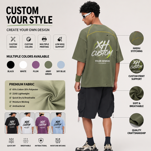 Men's Oversized Quick Dry Sports <b>T</b> Shirt 210G Cotton Polyester Breathable Outdoor Running Tee Custom Logo Printing Manufacturer - Product Image 3