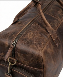 Sac de voyage de luxe en cuir véritable pour homme, grand sac de sport pour le week-end, bagage vintage de haute qualité, marron - Product Image 3