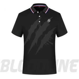 Camiseta de Manga Corta para Hombre Bloodline, Negra, Tejida, Transpirable, Formal, Corte Regular, Logotipo Frontal, 220 Gramos, Servicio OEM - Product Image 2