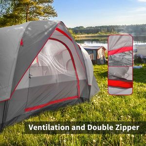 Tenda da Campeggio a Doppio Strato per 6 Famiglie, Impermeabile, Antivento, con Tetto Antipioggia, Grandi Finestre a Rete, Facile da Montare, per 2 Persone - Product Image 3