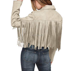 Ivoire Vintage daim cuir frange gland culture femmes vestes Boho Western Cowboy Style à manches longues revers automne respirant - Product Image 2