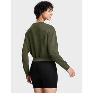 Nouveau design automne-hiver – Sweat-shirt décontracté en molleton écologique polyester/coton pour femme, coupe ample, col rond, logo frontal uni - Product Image 4