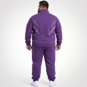 Ensemble de survêtement pour homme grande taille : veste de sport et pantalon de jogging en molleton imprimé avec fermeture éclair - Product Image 3