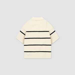 Men's <b>Waffle</b> Knit Striped Short Sleeve <b>Shirt</b> Contrast Stripe Custom Logo Embroidery Back Neck OEM ODM Wholesale 100% Polyester - Product Image 2