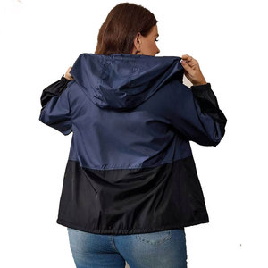 OEM/ODM Women Hooded Windbreaker <b>Jacket</b> Color Panel Full Zipper Outdoor Streetwear Style Women Nylon Windbreaker <b>Jackets</b> - Product Image 3