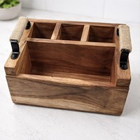 Boîte de rangement pour couverts en bois faits à la main, écologiques et durables, pour la cuisine, la salle à manger et les restaurants, disponible à la vente