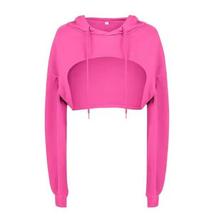 Sudadera Corta de Moda 2026 para Mujer, Talla Grande, 100% Algodón, Tejido Transpirable, Diseño Crop Top, Uso Diario, Informal - Product Image 1