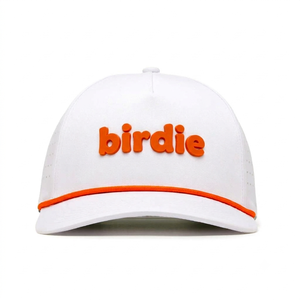 Casquette de golf personnalisée avec logo en caoutchouc gaufré, 5 panneaux, en polyester imperméable, avec cordon et design perforé découpé au laser, casquettes de sport - Product Image 2