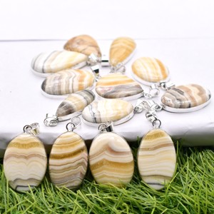 Collier Pendentif Ovale en Agate Jaune Naturelle Vintage Prem Bhaya Christian, Sertissage Bezel Plaqué Argent 925, Unisexe, pour Fiançailles - Product Image 3