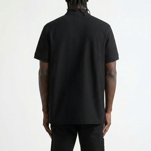 Chemise noire à manches courtes en tissu éponge pour homme, motif imprimé, tricotée, formelle, anti-plis, respirante - Product Image 2
