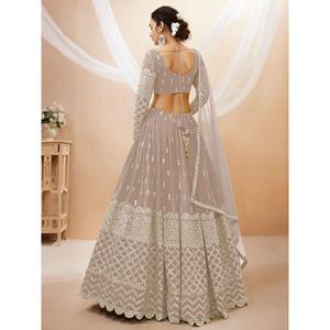 ชุดผ้าจอร์เจียสีเทาที่น่าสนใจชุดต้อนรับ lehenga choli - Product Image 3