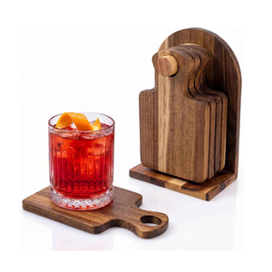 New Design Rustic Acacia Wooden <b>Drink</b> <b>Coaster</b> with Handle Wooden Mini Charcuterie Boards <b>for</b> Party from Vietnam - Product Image 1