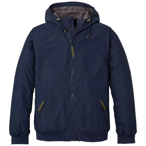 Veste matelassée à capuche bleu marine pour homme, coupe-vent, fermeture éclair, vêtement d'hiver décontracté, rembourrage en polyester, coupe régulière - Product Image 1