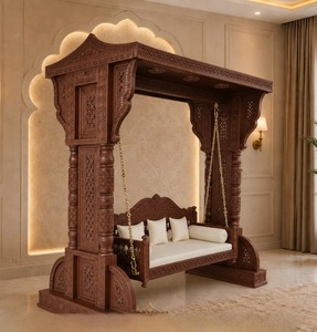 Modern Hand Carved Silver <b>Swing</b>/Jhula Home Decor Premium Quality Teak Wood Oonjal <b>Swing</b> Furniture Customizable Color Design USA - Product Image 4