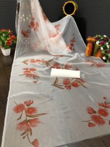 Tissu Oxford en Soie Pure 100 GSM Écologique à Motif Floral Léger Non Tissé pour la Confection de Vêtements et la Couture - Product Image 5