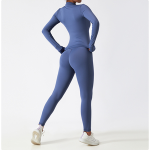 Women's Active 3-Piece Fitness Set Breathable Polyester/Nylon Yoga <b>Jacket</b> Leggings & Sports Bra for <b>Workout</b> & Gym - Product Image 3