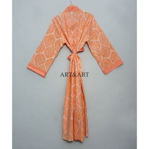 <b>Women's</b> Cotton <b>Kimono</b> Handmade Floral Printed Japanese Style Floor-Length Washable Robe Beachwear Lounge Wear Sleepwear - Product Image 5