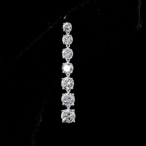 Pendientes Largos con Siete Piedras de Diamante Cultivado en Laboratorio, Oro 10K 14K 18K, Plata 925 935, Regalo de Lujo para Compromiso - Product Image 3
