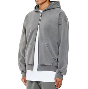 Sudadera con capucha y cremallera completa con logo personalizado, para fitness, con impresión digital, impermeable, unisex, estilo casual urbano, personalizable, para hombre, al por mayor - Product Image 1