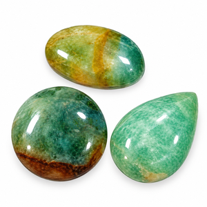 Pierre précieuse naturelle verte réactive en cristal, cabochon ovale, pierre de paume bleu ciel, meilleur prix - Product Image 6