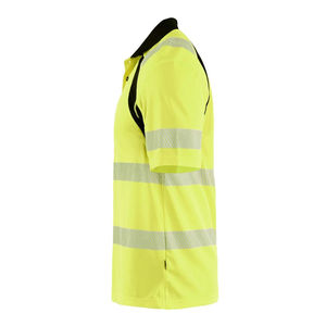 Polo de sécurité jaune fluorescent en polyester à manches courtes avec bande réfléchissante certifié CE, imprimé par transfert thermique, haut de travail - Product Image 3