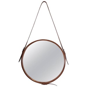 Black Faux Leather Wood-Look Contemporary Wall <b>Mirror</b> 36x24 Inch Eco-friendly MDF Decorative <b>Mirror</b> for Bedroom Living Room - Product Image 3