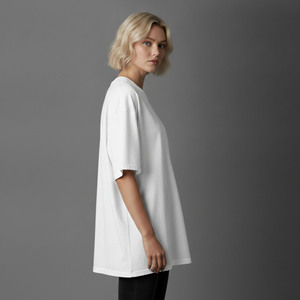 Wholesale Summer Women's Oversize T-Shirt Crew Neck 100% Cotton Drop Shoulder Casual Sustainable Fabric Embroidery Knitted - Product Image 3