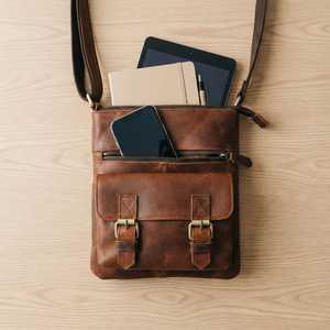 Maletín de Cuero Genuino para Hombre, Cierre Clásico con Solapa, Bolso de Negocios Suave, Diseño Duradero, Color Marrón, Forro de Poliéster, Lujoso y Grande - Product Image 4
