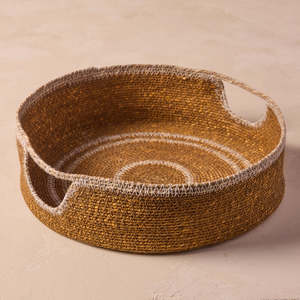 Handwoven Black Braided Seagrass <b>Tray</b> Round Handle Basket Handmade Sustainable <b>Serving</b> <b>Tray</b> Wholesale Bulk Supplier Table Decor - Product Image 3