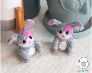 Felt & <b>Yarn</b> <b>Needle</b> Felted Easter Bunny Rabbit Grey Pink Handmade Indoor Decoration Child Craft Toy - Product Image 6