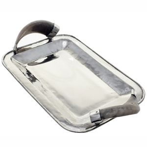 Bandeja Rectangular de Acero Pulido para Servir Alimentos, Plato de Exhibición para Buffet de Hotel con Asas Ergonómicas, Vajilla Vintage - Product Image 1