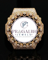 Montre de luxe Pragalbh Jewels avec diamants, lunette crâne sertie de pierres, en acier inoxydable, mouvement à quartz pour homme