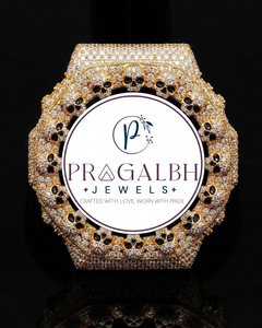 นาฬิกาข้อมือเพชรหรู Pragalbh Jewels รุ่น Iced Out หน้าปัดลายหัวกะโหลก ตัวเรือนสแตนเลสสตีล ระบบควอตซ์ สำหรับผู้ชาย - Product Image 5