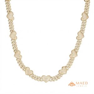 Gold Heart Cuban Link Moissanite <b>Necklace</b> Luxury Iced Out Chain Fashion Jewelry <b>Statement</b> <b>Necklace</b> For Women - Product Image 1